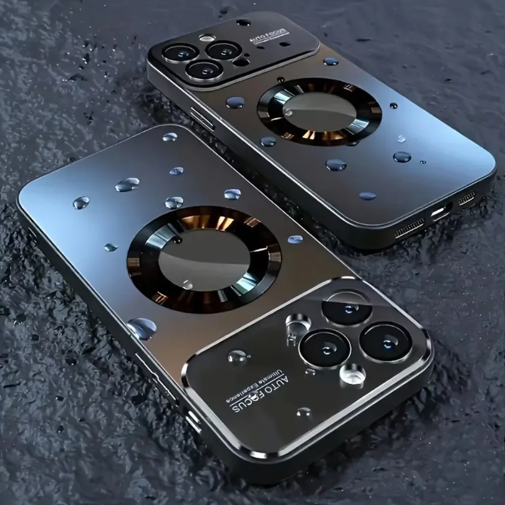 Elegant Titanium Metallic Matte Phone Case with Glass Lens Camera Protection