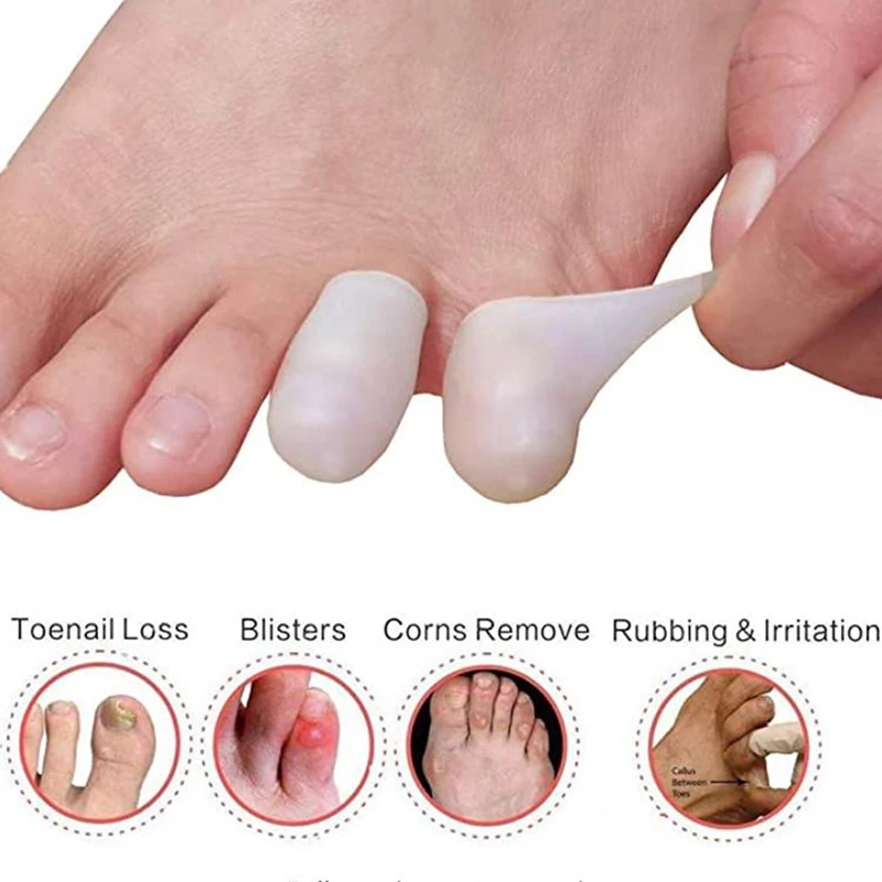 2Pcs Silicone Gel Little Toe Tube Corns Blisters Corrector Pinkie Protector Bunion Toe Finger Protection Sleeve