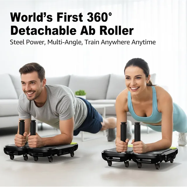 Upgrade Ab Roller Wheel Detachable Abdominal Wheel With 360° for Core Workout, Multi-Directional Abs Roller Board