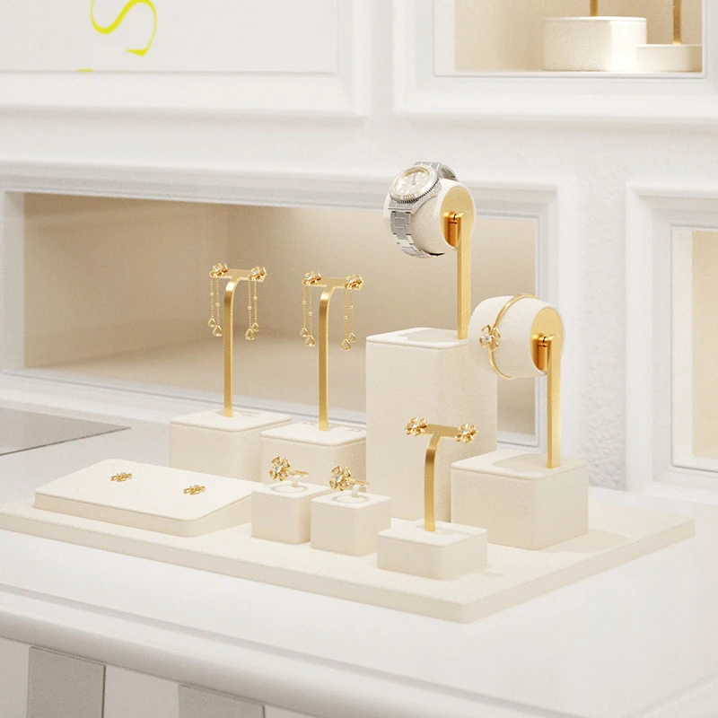 High end light luxury metal microfiber jewelry display rack Watch display props Earrings necklace display rack