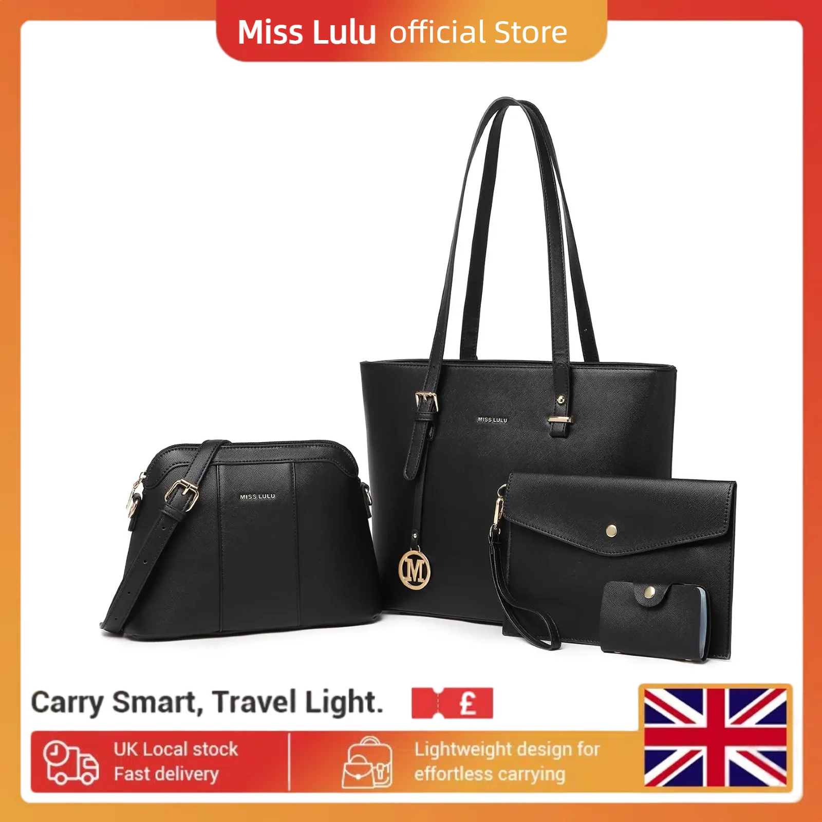 Miss Lulu 4-Piece Women's Womens Handbag Set tote bag