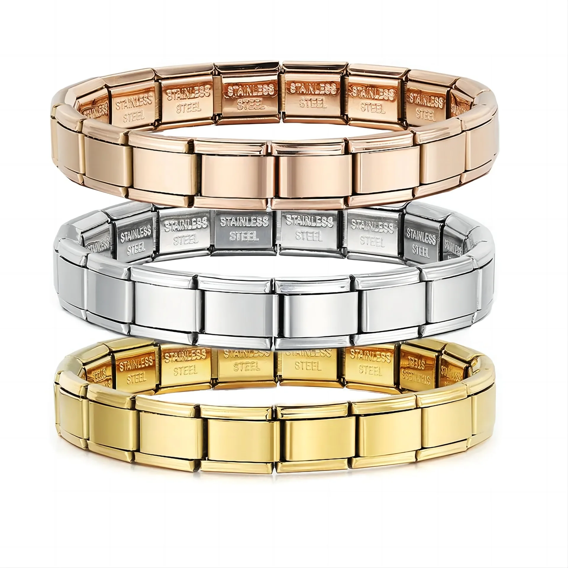 FTCY 9 mm Wide Stainless Steel Bracelets for Women Simple Trendy Style Daily Wear Silvery Charm Removable Bracelet Unisex 6