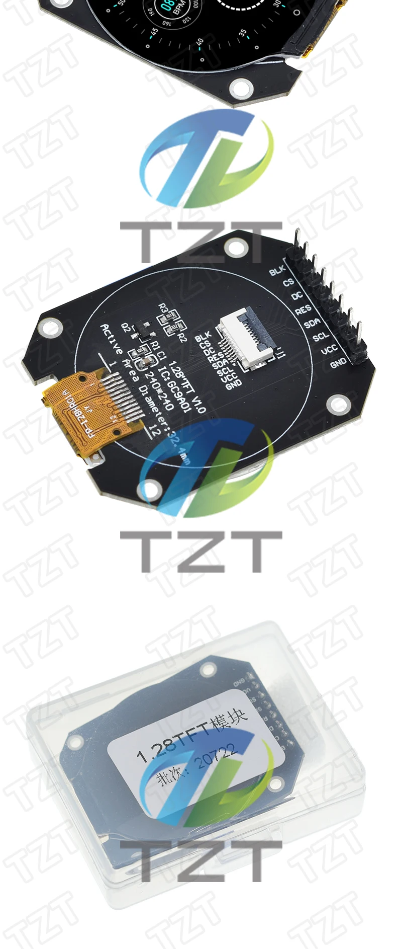TFT Display 1,28 Zoll TFT LCD Display Modul Runde RGB 240*240 GC9A01 Fahrer 4 Draht Spi-schnittstelle 240x240 PCB Für Arduino – Detail 5
