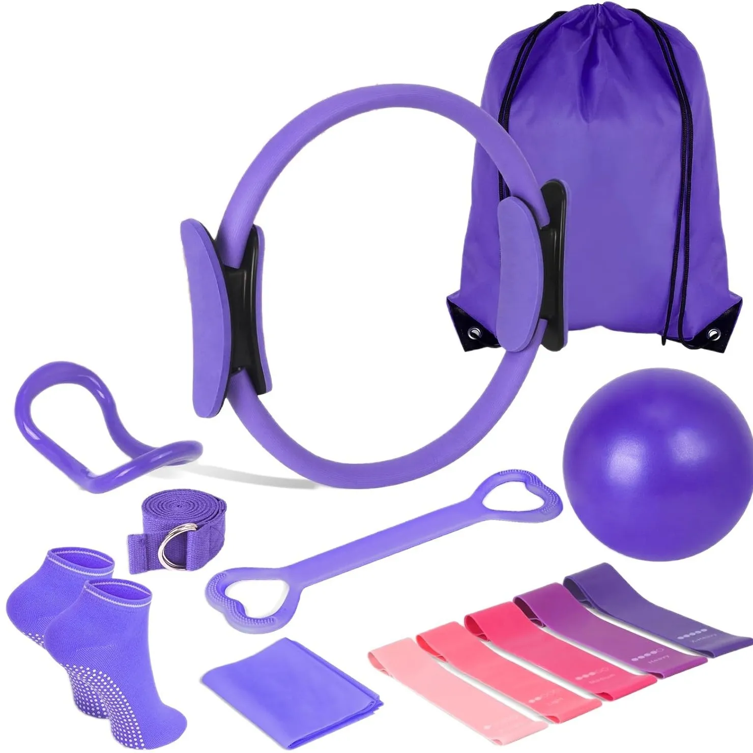 Pilates Ball Set Resistance Bands Pilates Ring 13 PCS Home Workouts Equipment