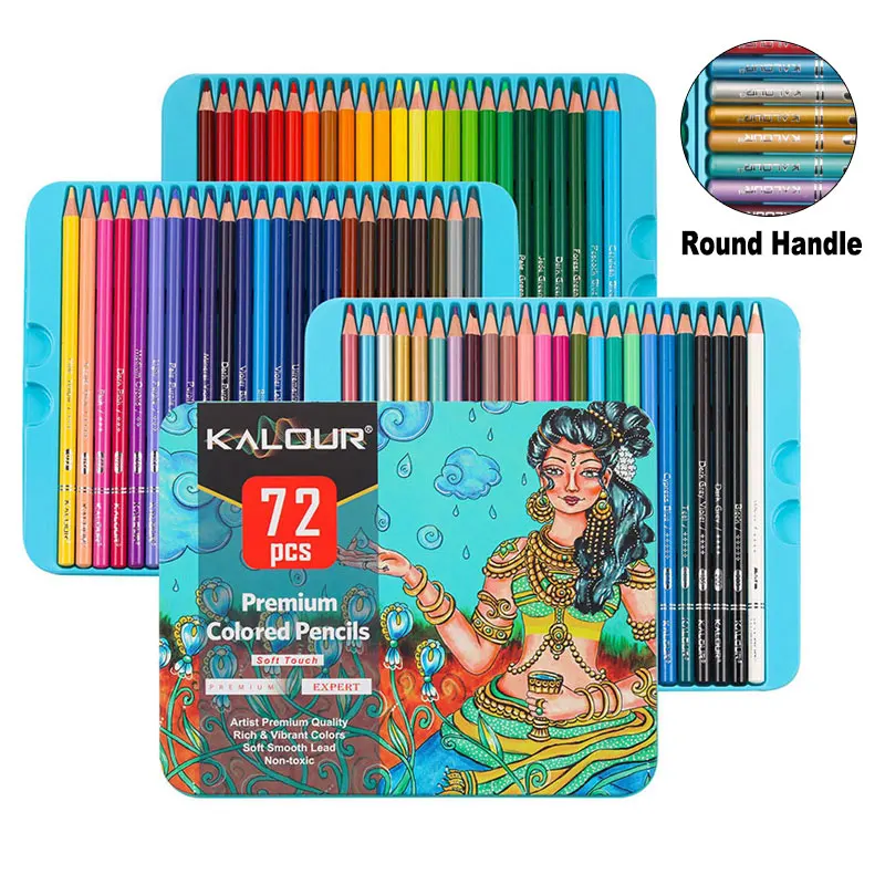 

72 Colors Oil Pencil With Metal Box Set Wooden Handle For Artist Drawing Art Sketch Design Kids Stationery Gift