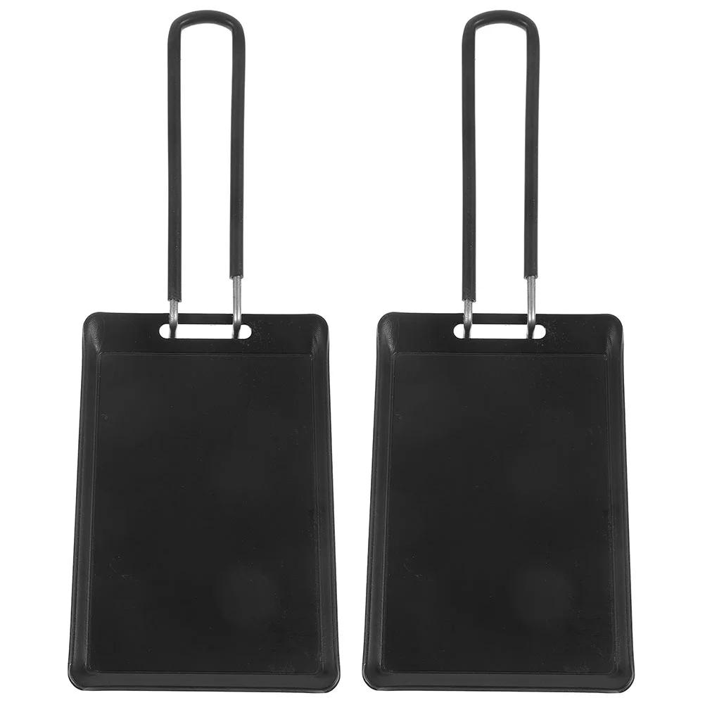 

2pcs Stainless Steel Grill Plate Handheld Griddle Pan Flat Bottom BBQ Plate Portable Cooking Tray