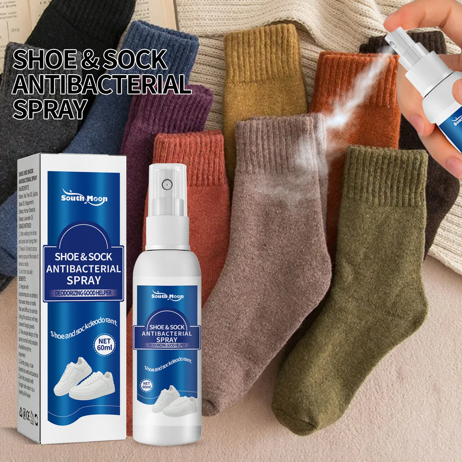 Shoe Sock Antibacterial Spray Foot Odor Shoes Stink Freshener Socks Odor Remover Spray Refresh Antiperspirant 60ml