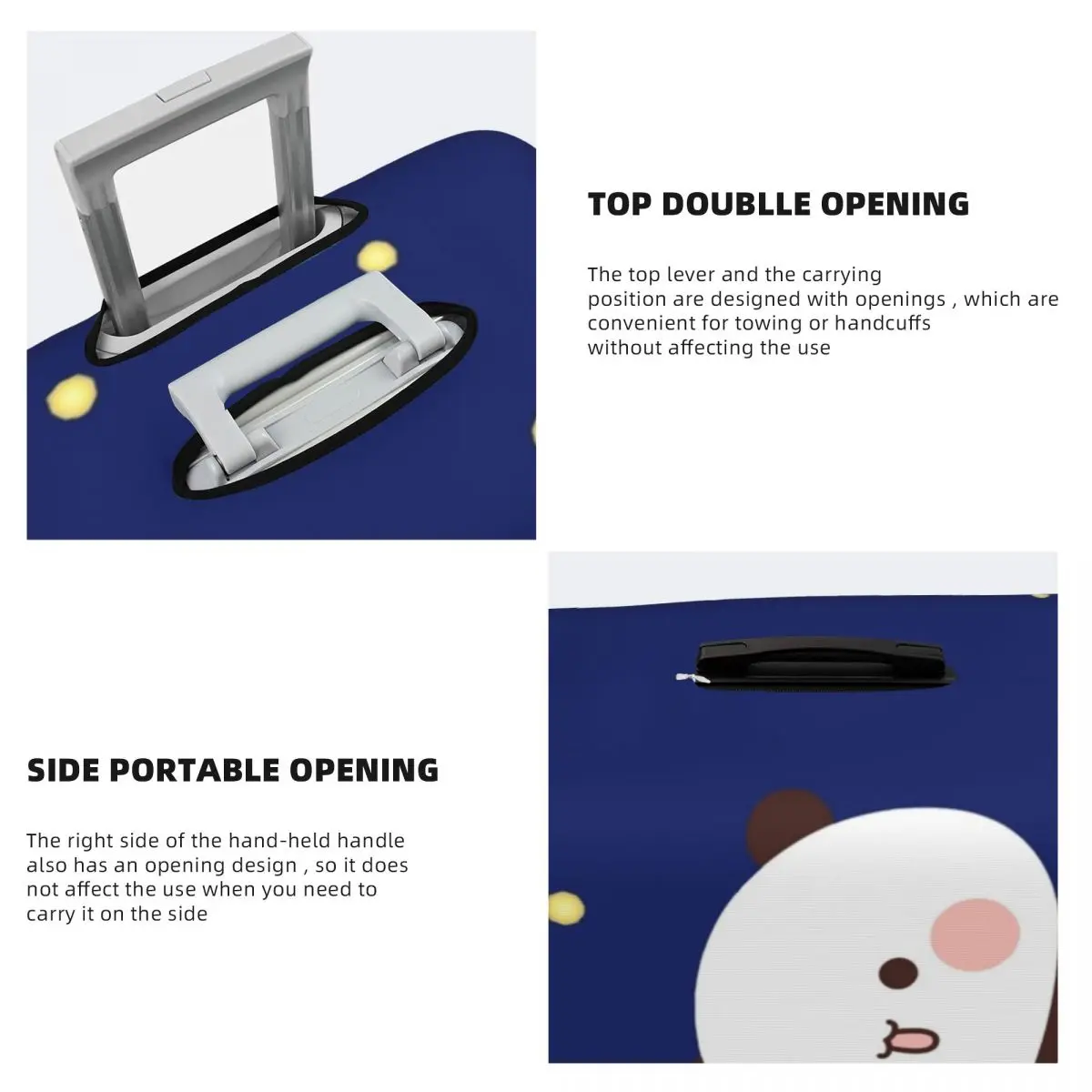 Bubu And Dudu Suitcase Cover Holiday Panda bear hugs love Practical Luggage Accesories Travel Protection 4