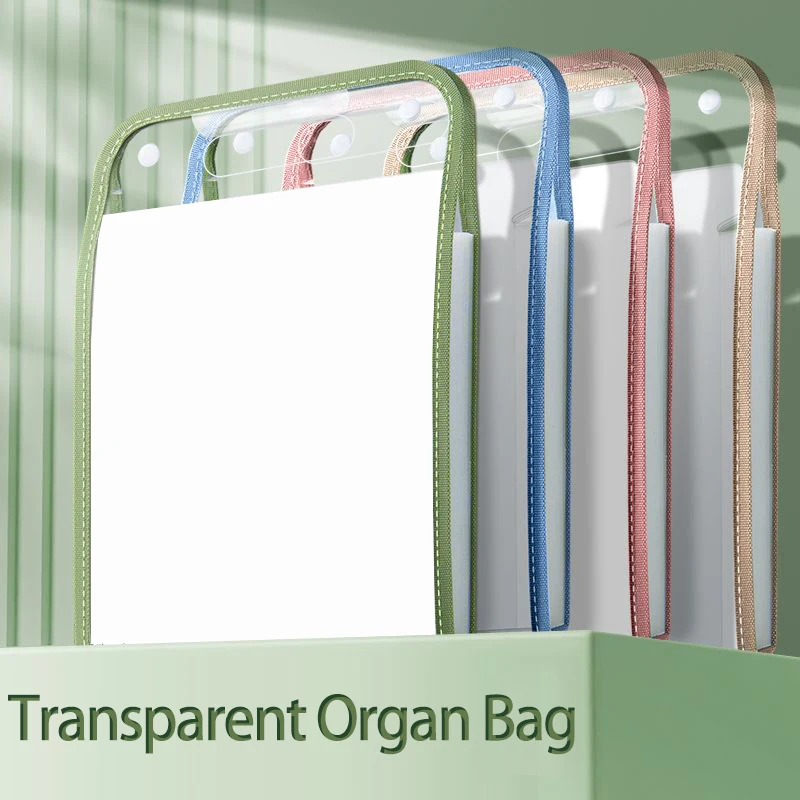 1pc 13-Grid A4 Size Portable Vertical Organizer Bag Accordion Folders 13 Pocket Plastic Expanding File for Student Test Paper - Image 2