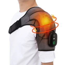 Electric Heating Vibration Shoulder Brace Massage 3Levels Adjustable Support Belt Therapy For Arthritis Joint Injury Pain Relief