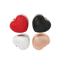 Luxury Diamond Inlay Heart Shape Crystal Clutch Purse Stones Evening Wedding Party Shoulder Bag Handle Rhinestone Mini Handbags - Image 6