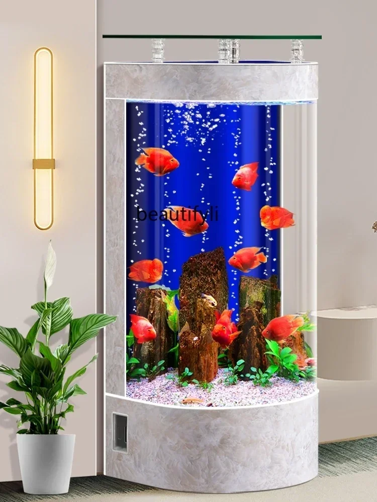 Fish Tank Living Room Home Small and Medium-Sized Floor Tank Aquarium  Ecological Semicircle Fish Tank Change Water - AliExpress