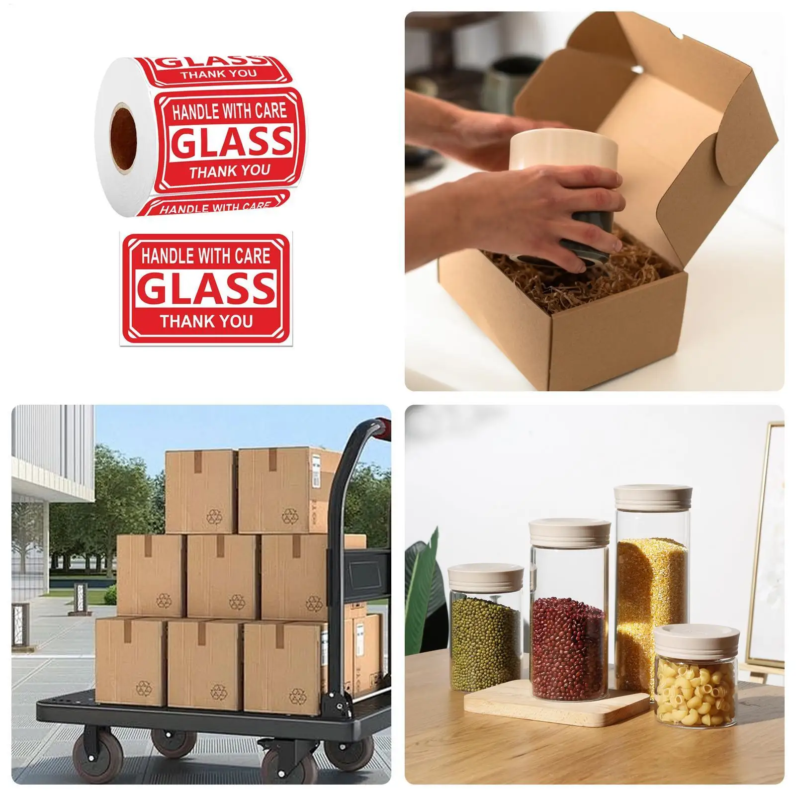 Fragile Sticker Warning Labels 250-piece Handle With Care Fragile Warning Stickers For Boxes Business Dishes Materials Glass