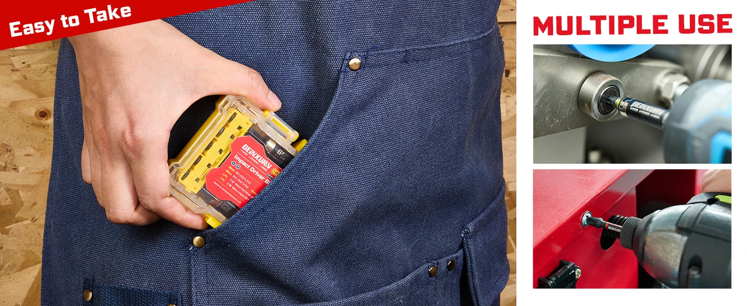 Geinxurn Ultra-Drehmoment-Schlagschrauber-Bit-Set (PH/PZ/Torx/Hex), Gemischte Multi-Einsatz-Bit-Spitzen mit Bithalter und Aufbewahrungsbox – Detail 10