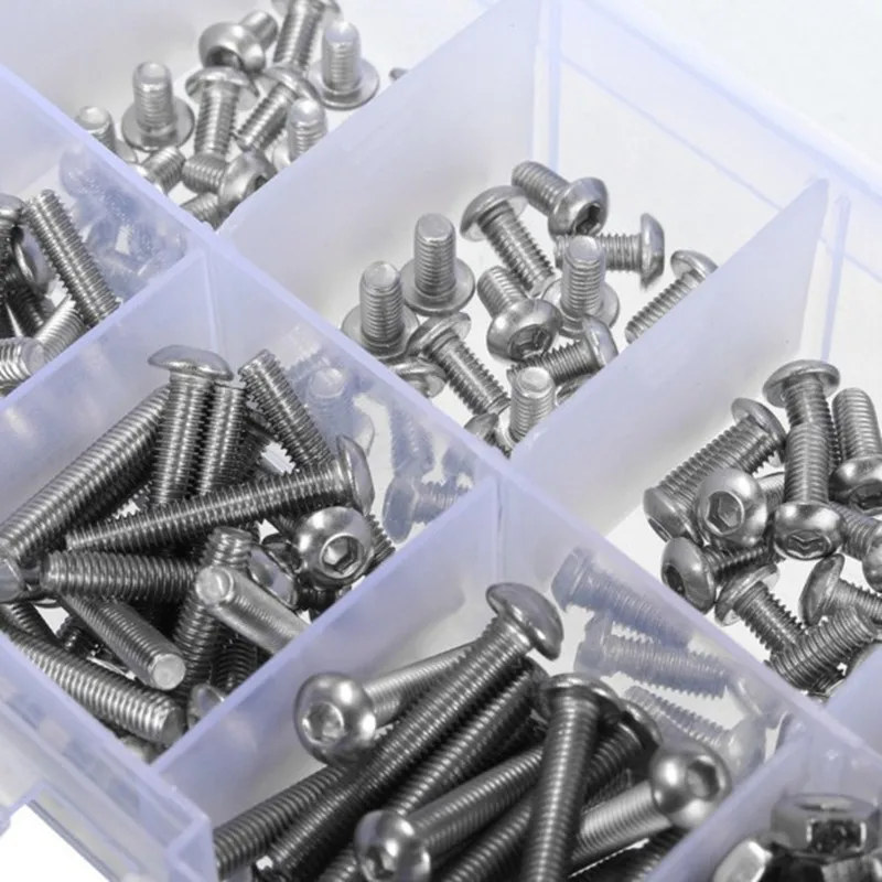340pcs M3 Stainless Steel Button Head Allen Bolts Hexagon Socket Screws With Hex Nuts Assortment Kit