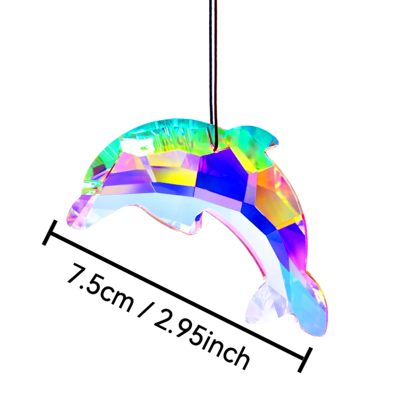 1pc Dolphin Healing Energy Sunshade Window Prism Crystal pendant, transparent color/seven color crystal rainbow manufacturing ga