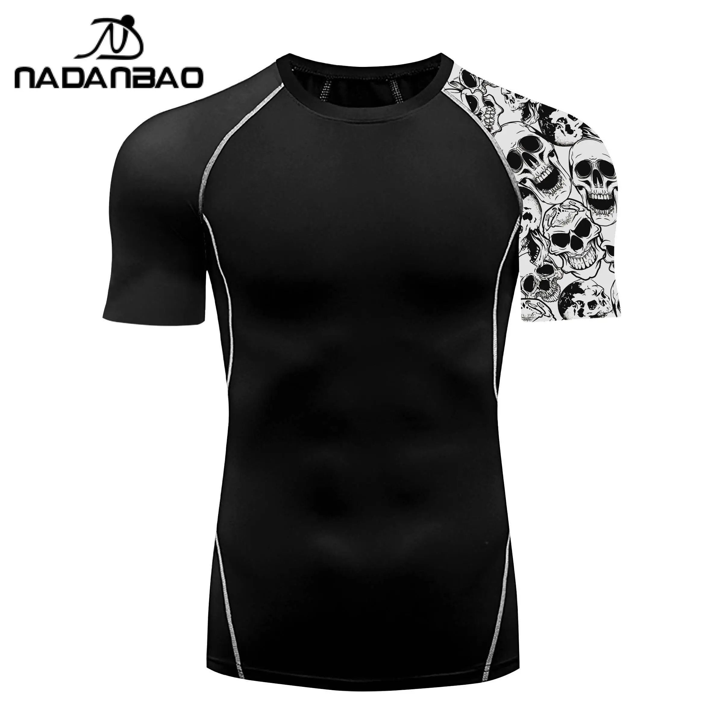 Nadanbao Men Fitness Swimsuits T-Shirt Gym Slim Beach Swimwear Black Fashion Short Sleeve Casual Surfing Wetsuit Beachwear Tops