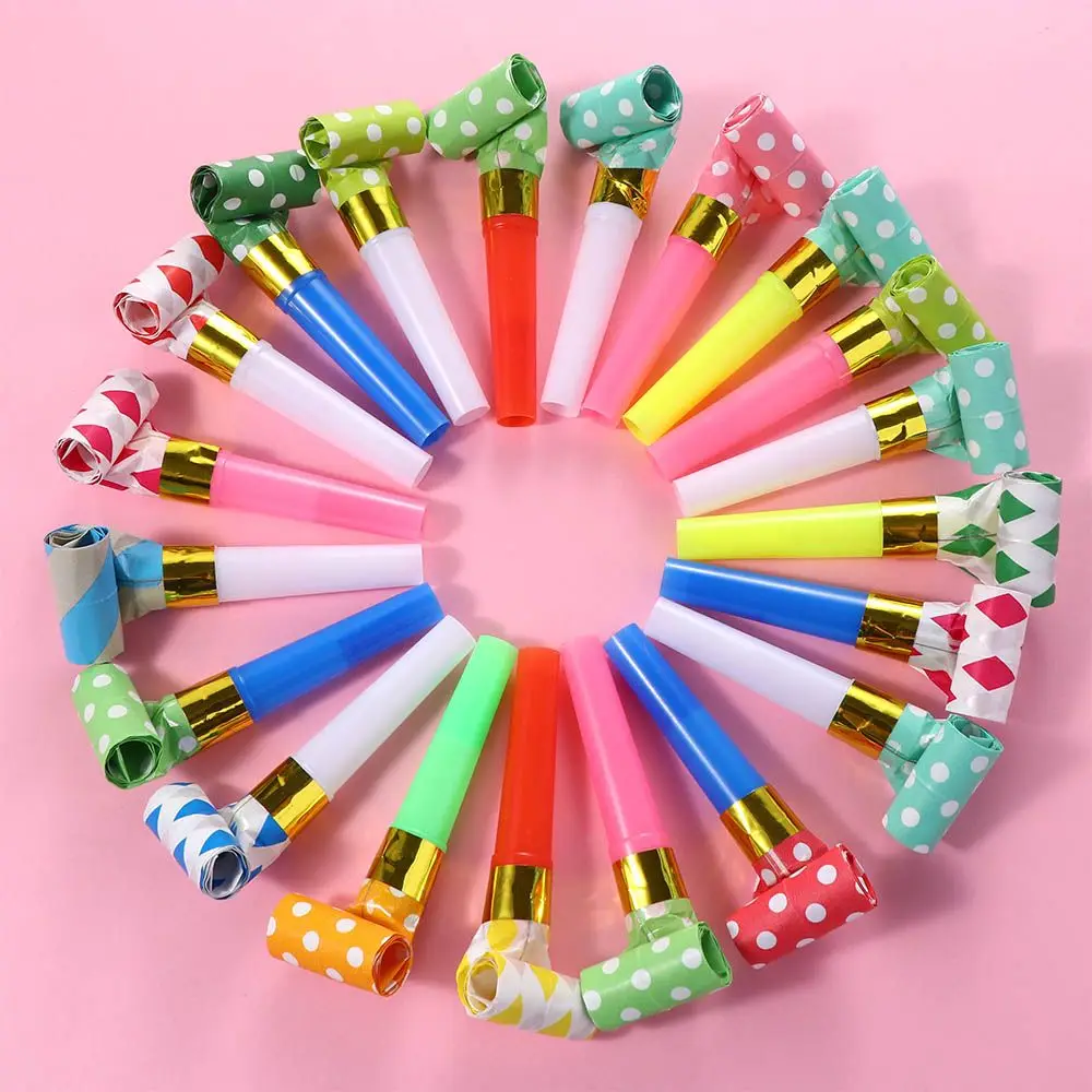 

20Pcs Colorful Stripes Party Blower Blowout Horn Whistle Noise Maker For Children Birthday Party Supplies Funny Prop Gift