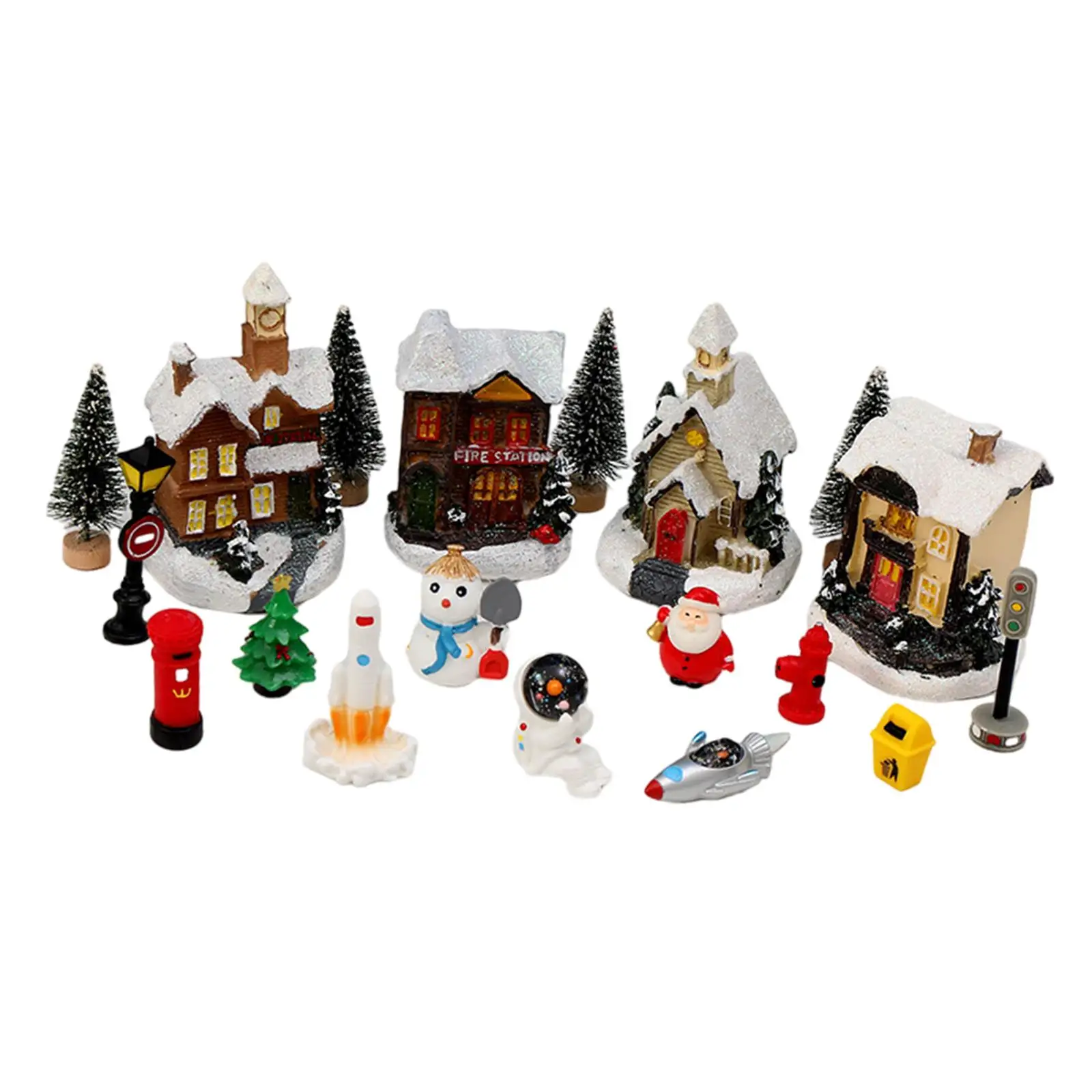 

Christmas Scene Ornaments Indoor Collectable Figurine Christmas Gifts Party Favor for Desktop Room Home Bedroom Holiday Gifts
