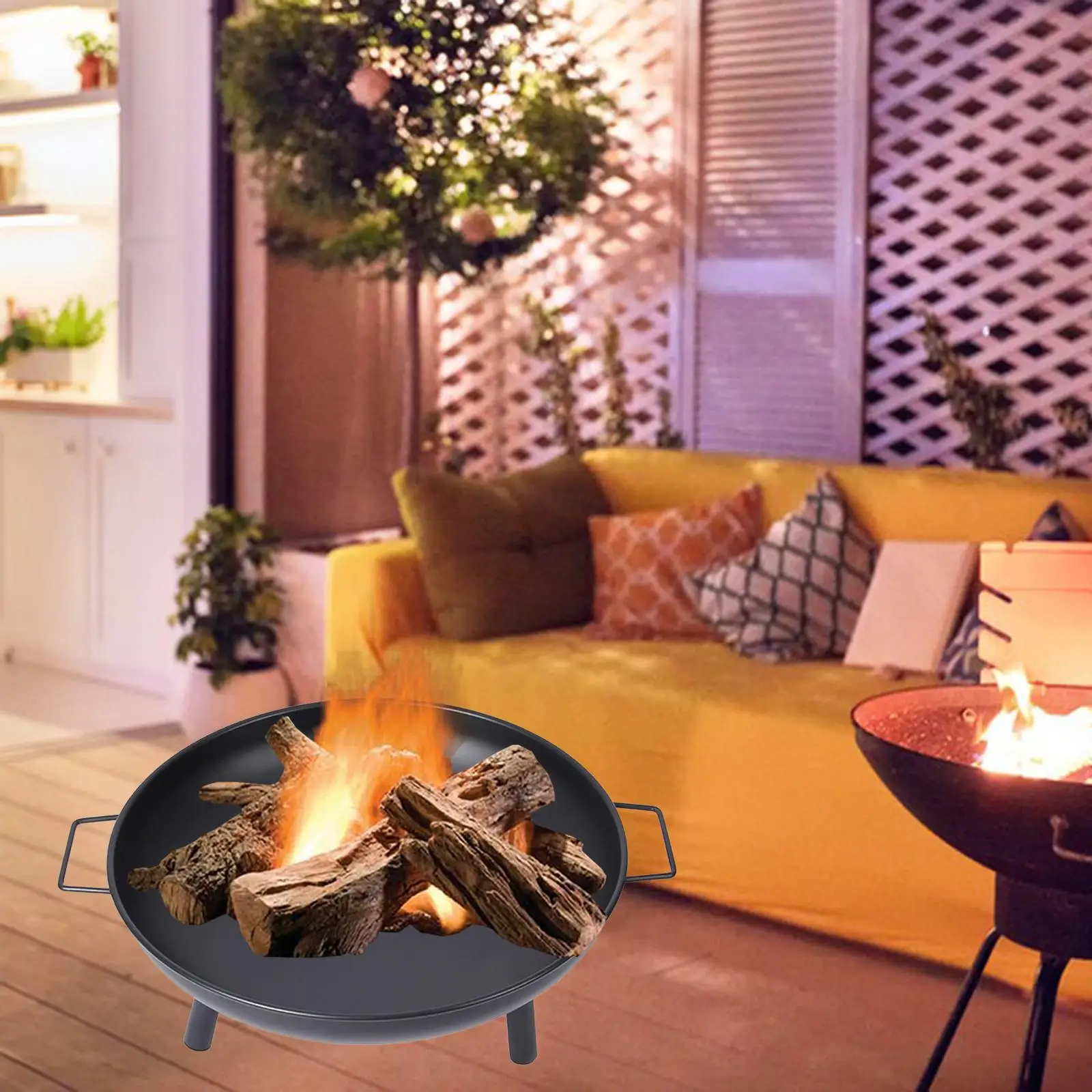 Cast Firepit Wood Burning Fireplace for Backyard Terrace Camping