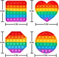 Pop Fidget Toys, Silicone Push Pop Bubble Toys for Kids and Adults Rainbow Fidget Poppers Square Octagon Heart Round Shape 2
