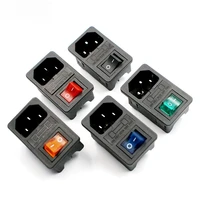 With 10A Fuse! Red Rocker Switch Fused IEC320 C14 Inlet Power Socket Fuse Switch Connector Plug Connector Red Green Blue Black 3
