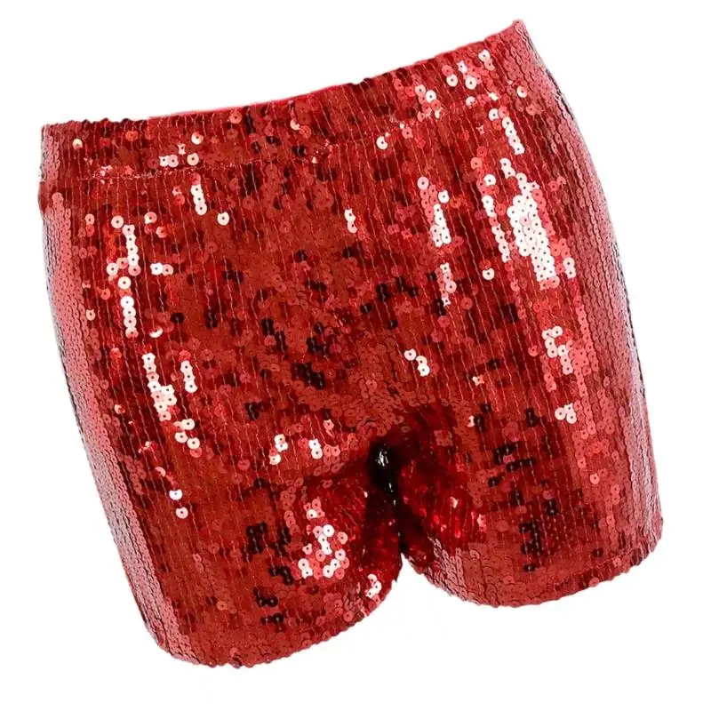 39BD Pailletten-Shorts, elastische Shorts mit geradem Bein, glitzernde Glitzer-Party-Shorts mit hoher Taille – Detail 8