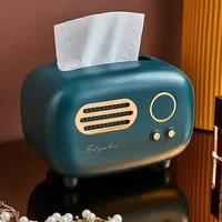 3 Colors Radio Model Tissue Box Holder Square For Home Desktop Decor Tv Tissue Box Case Storage Organizer 1