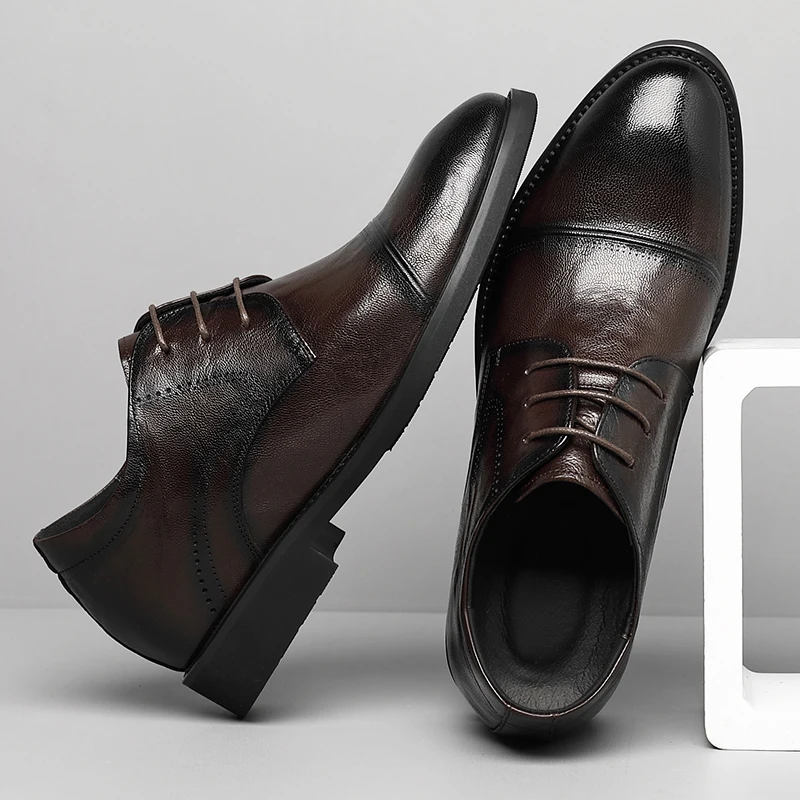 Man Elevator Shoes Business Dress Leather Shoes 3/6/8cm Formal High Quality Oxfords Versatile Wedding