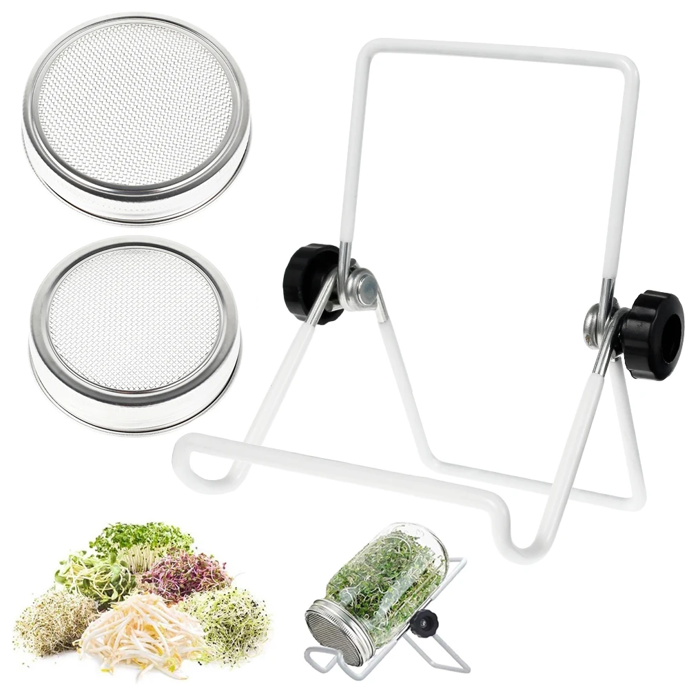 Seed Sprouter Germination Cover Stainless Steel Mesh Screen Seed Sprout Can Lid Washable Wide Mouth Mason Jars Planting Tools hydroponic planting tools,sprouting jars kit