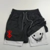 Men Fitness Gym Training 2 in 1 Sports Anime Berserk Running Shorts Quick Dry Workout Jogging Double Deck Towel 4