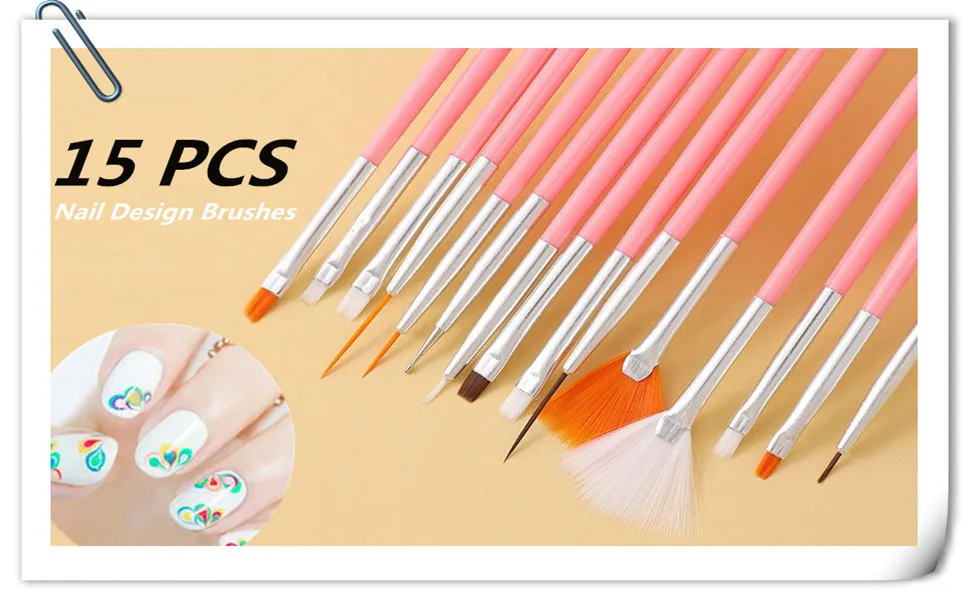YIKOOLIN 31PCS Nail Art Brushes Nail Art Tool Set Double Ended Nail Dotting Tools Nail Dust Brush Acrylic Brush Manicure Tools