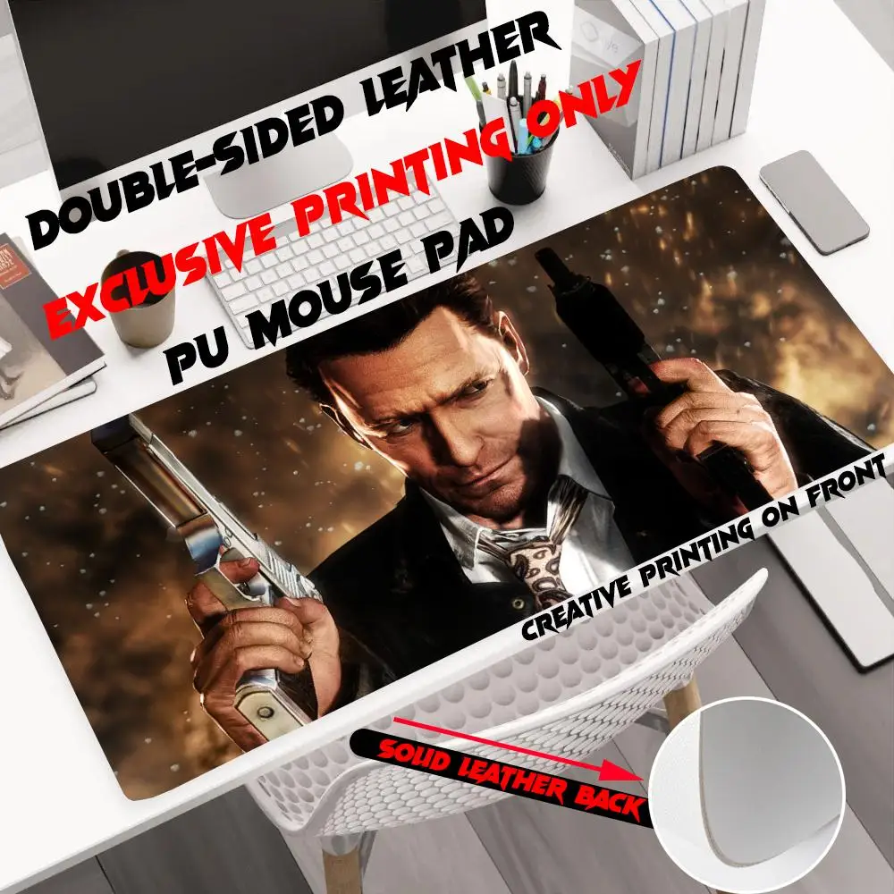 

Mouse Pad Large Size Office Desk Protector Mat PU Leather Waterproof Cool Shooting Adventure Game Max Payne 3 Mouse Pad Desktop