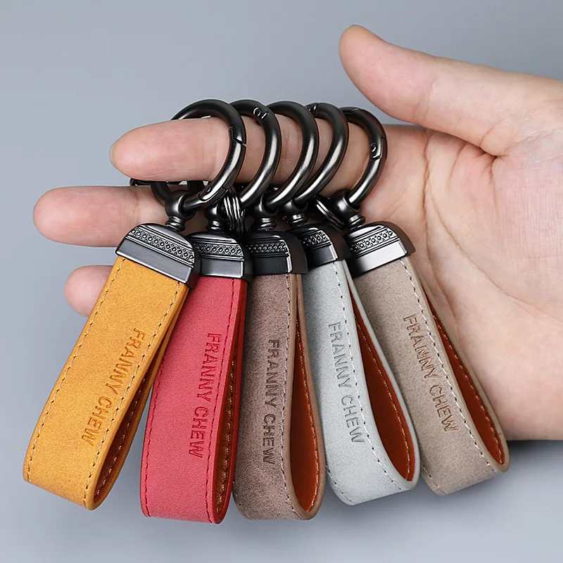 

Handmade Nubuck Leather car keychain for Men Women Retro Vintage Personalized keychain Customized Car Logo key ring Gift