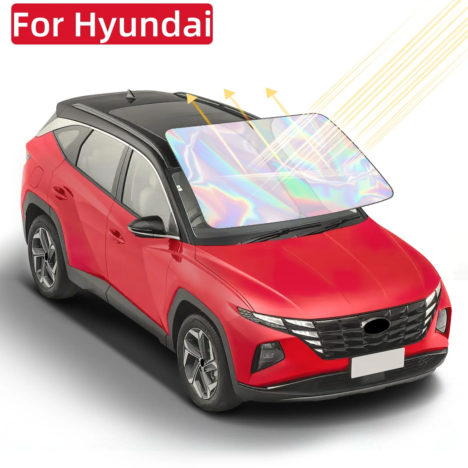 LANFAT Custom Fit Windshield Sun Shade For Hyundai Tucson, Santa Fe, Elantra, Sonata, Ioniq 5, Kona - Blocks Heat & UV - View #5
