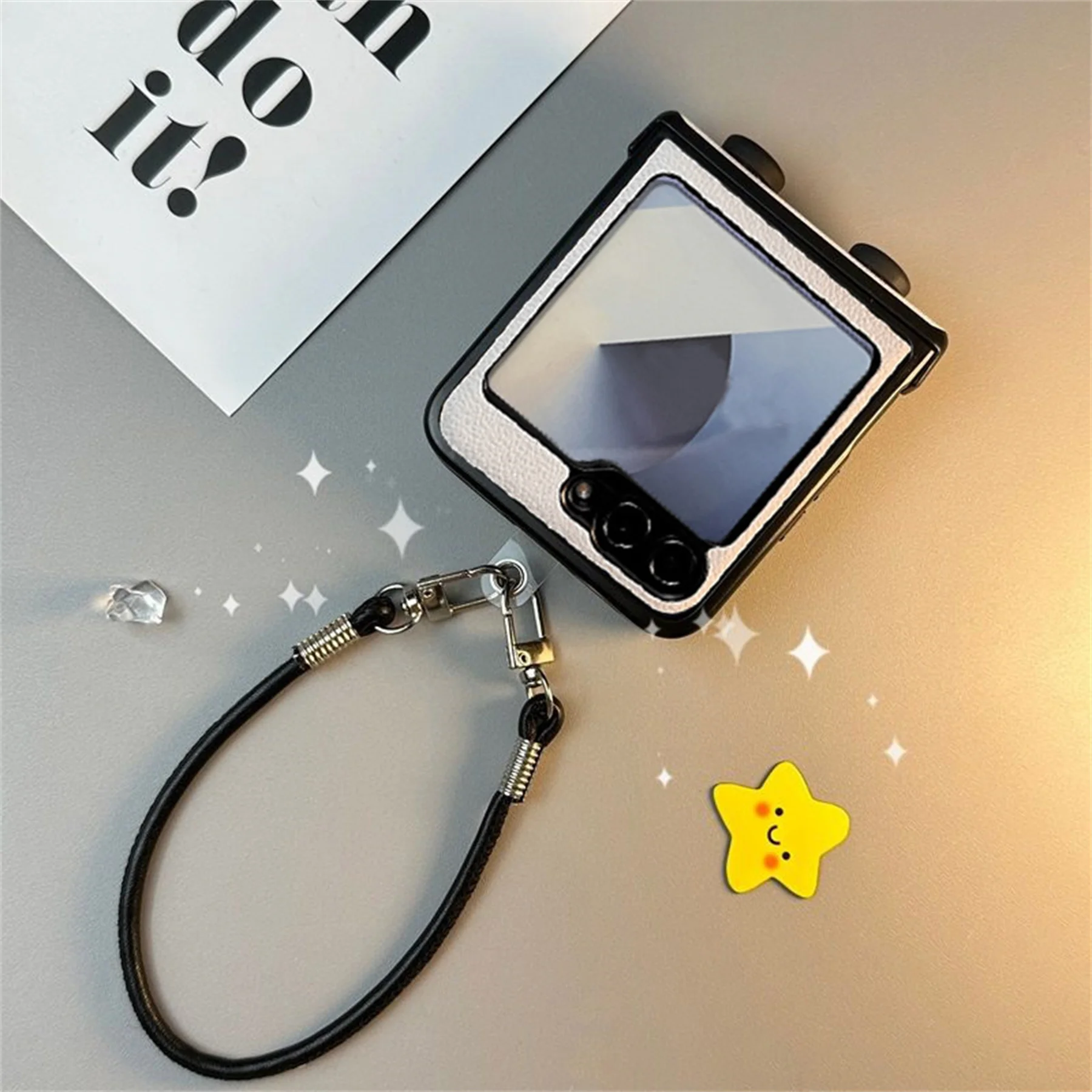 Adorable 3D Panda Patch White Phone Case with Leather Strap
