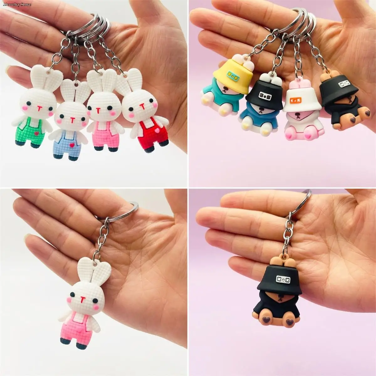 

Fashion Creative Cartoon Rabbit Keychain Girl Cute Bag Pendant Car Key Ring New Year Gift