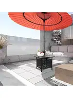 VINGLI Outdoor Side Table with Umbrella Hole 1.57" Umbrella Stand Table Metal Patio Side Table Coffee Table End Table fo 2