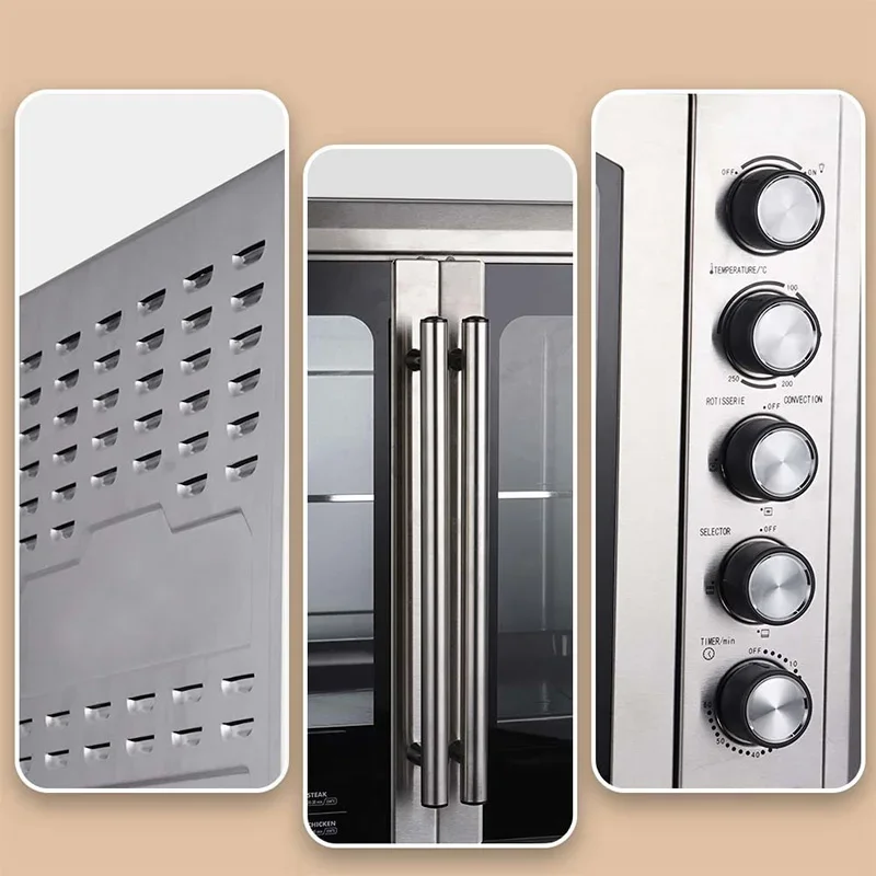 100L/120L household oven for baking roasted chicken pizza household stainless steel double door French oven