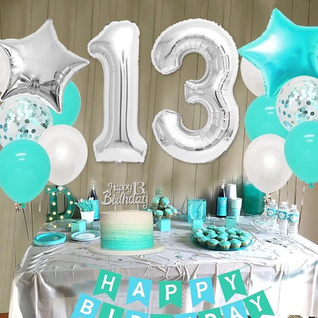 DECORATION ANNIVERSAIRE Garcon 10 Ans Bleu - Kit Anniversaire