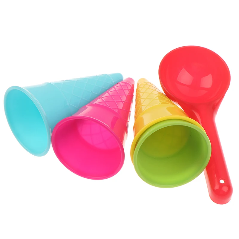 5 Pcs/lot Cute Ice Cream Cone Scoop Sets Beach Toys Sand Kids Children Outdoor Play 3