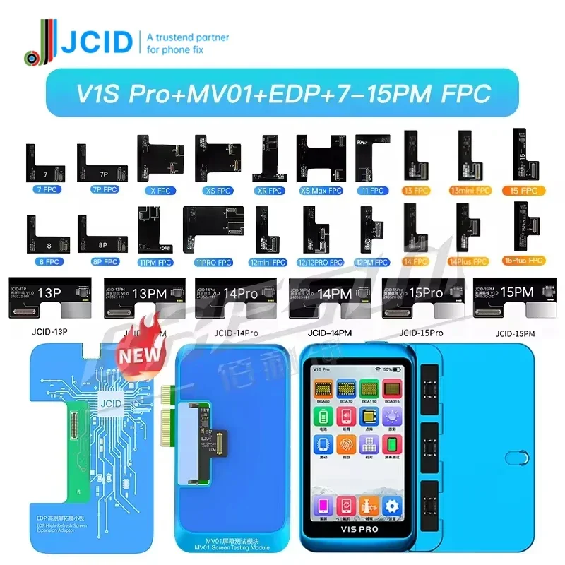 JCID V1S PRO Programmer with BGA315 BGA110 BGA70 BGA60 Socket for iPhone 6-15 Nand Flash Read Write &Format/Screen True Tone Fix chip repair tool set