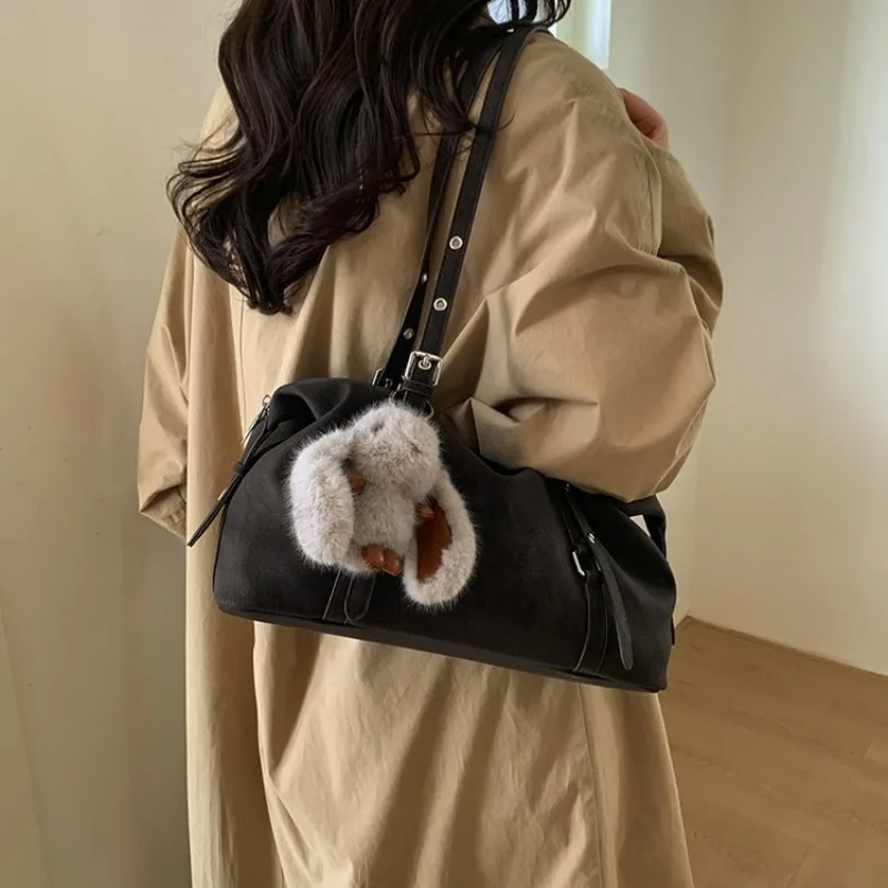 Borsa a Tracolla Hobo in Camoscio Multicolore per Donna, Stile Quotidiano, per Lavoro, Viaggi, Pendolarismo e Casual Street Style - immagine 3
