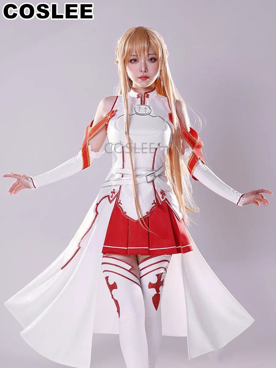 

COSLEE Anime Sword Art Online Yuuki Asuna Alicization SAO Gorgeous Dress Uniform Cosplay Costume Halloween Party Outfit Women Ne