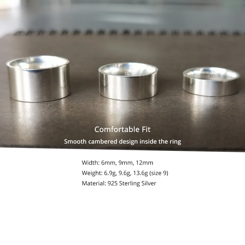 Real 925 Sterling Silver Rings for Men Women Couple of Lovers Simple Plain Comfortable Fits Wedding Band silver ring wedding rings silver rings