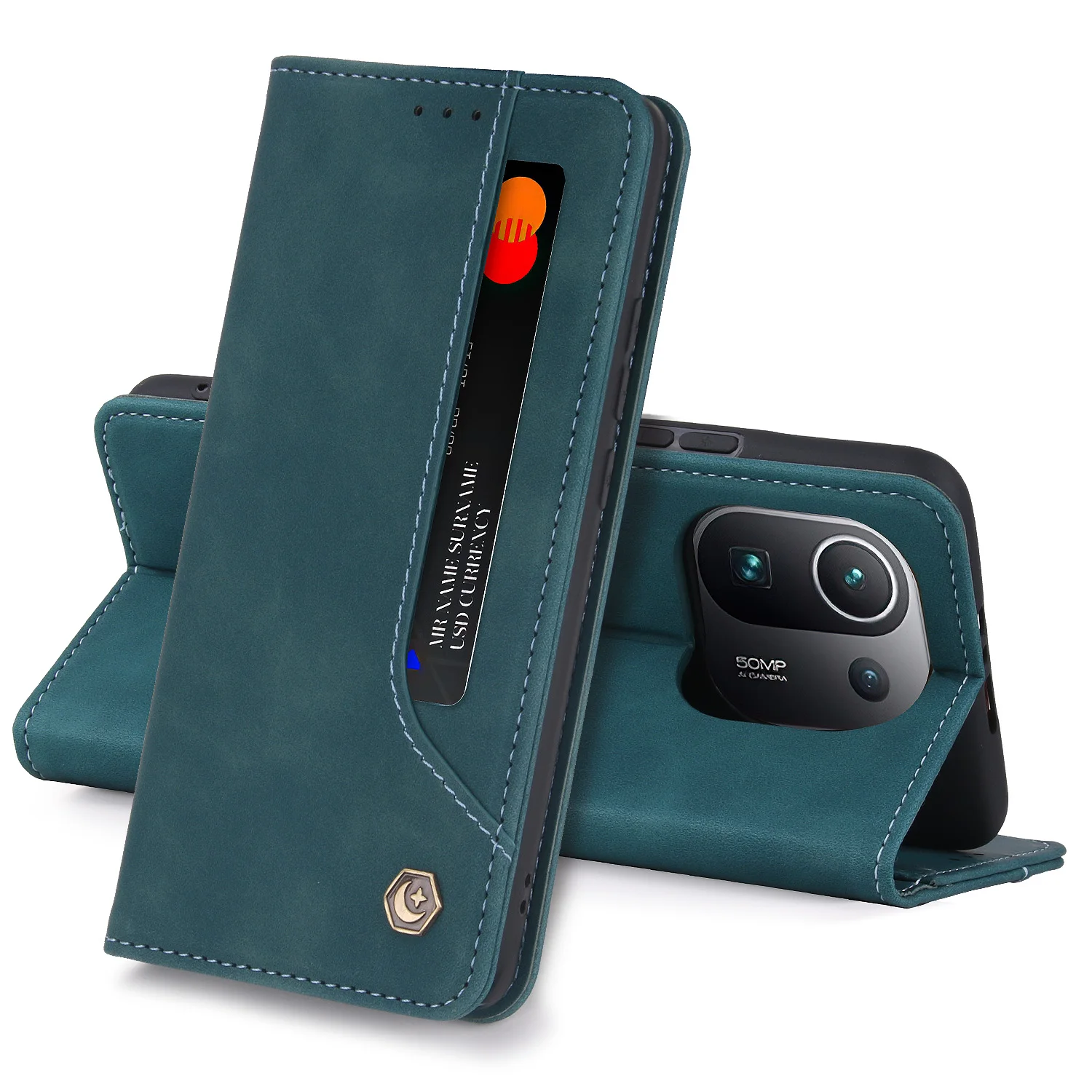 Matte Business Leather Flip Phone Case - Luxury Wallet Bracket Cover