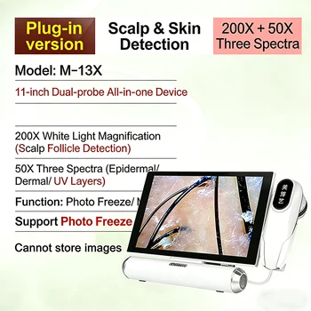 Analizzatore Cutaneo HD da 11 Pollici, Microscopio Digitale 50X-200X, Tester per Follicoli Piliferi e Pori Facciali, Attrezzatura Tutto-in-Uno per Uso Domestico e Professionale