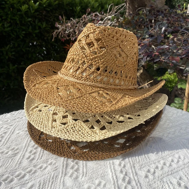 Straw Hat for Women Men Summer Handmade Classic Vintage Hollow Out Western  Curled Wide Brim Sun Hat Fishing Hat Climbing Cap - AliExpress