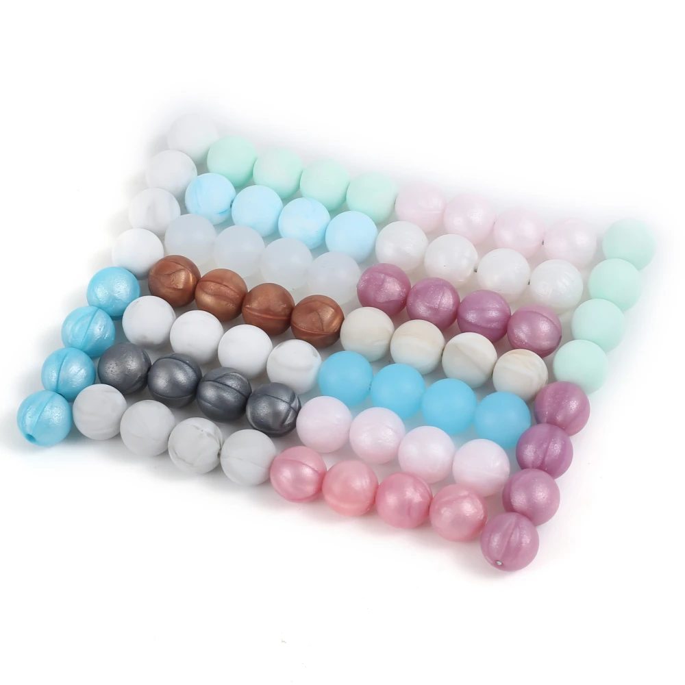 Teething Toys Baby Teething Toys Silicone Teething Toys Silicone Beads Silicone Teething Beads Silicone Teether 50Pc 12mm 19Color Silicone Round Bead Food Grade Teether Chew Bead For Handmade Baby Pacifier Chain DIY Jewelry Making Accessory