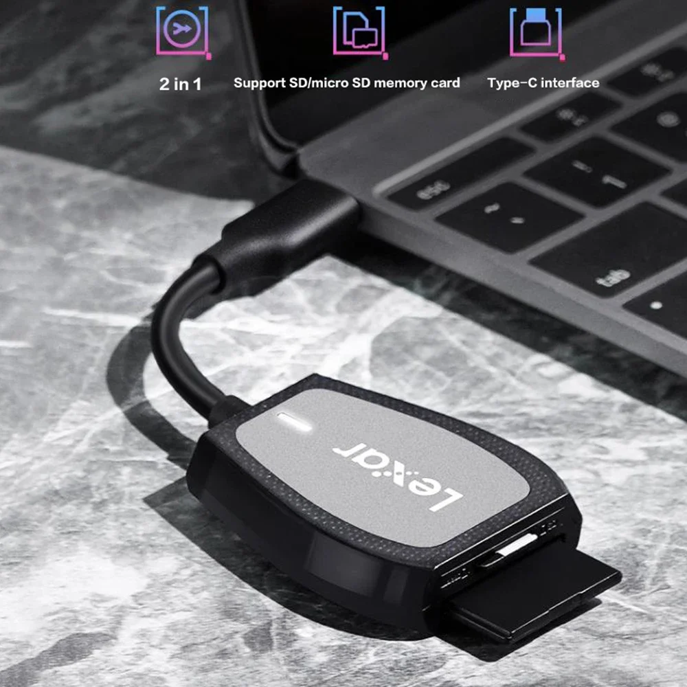 렉사 RW470 프로페셔널 듀얼 슬롯 SD 카드 리더 USB 3.2 타입 C UHS II 312MB/s 고속 메모리 카드 리더 (마이크로SD 카드용)